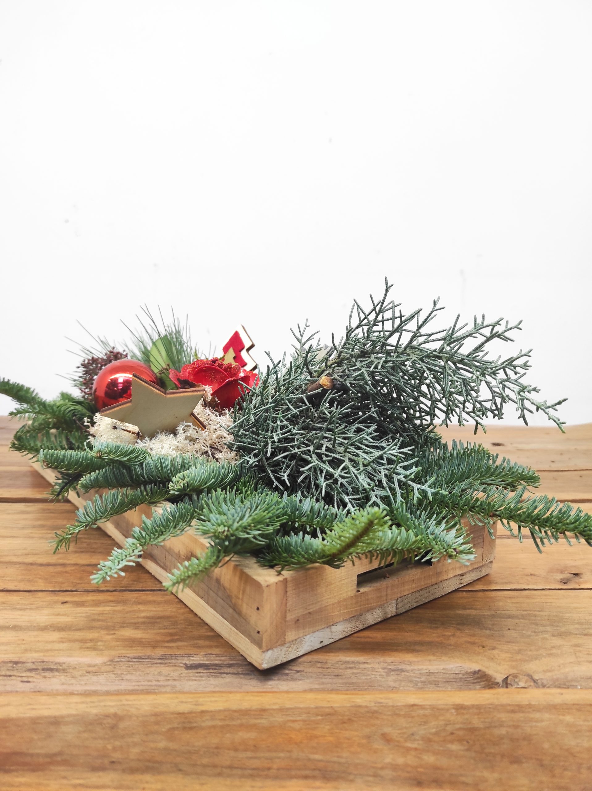 Arranjo Natal C/ Tabuleiro em Madeira