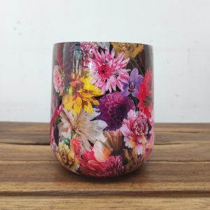 Vaso Padrão Floral em Metal - Pequeno