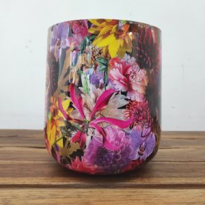 Vaso Padrão Floral em Metal - Grande